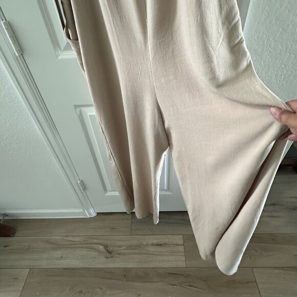 Womens Utcoco Collection Linen Blend Wide-Leg Overalls - Picture 9 of 12